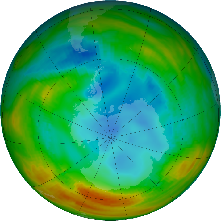 Antarctic ozone map for 01 August 1984